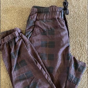 Anthropologie purple plaid high waist joggers-XS